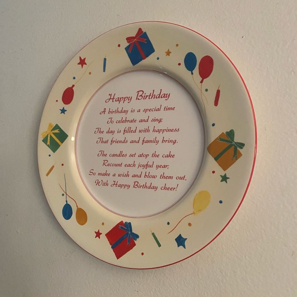 Cake Plate Happy Birthday Hand Painted Ceramic Celebration Collectible - Picture 12 of 12